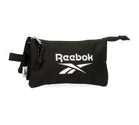 Reebok Boston Black Pencil Case, 3 Compartments, 22 x 12 x 5 cm, Polyester