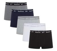 Reebok Mens Boyes Five Pack Trunks Black/White/Grey Marl/Navy/Charcoal Marl L