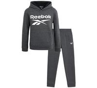 Reebok Boys' Active Sweatsuit - 2 Piece Performance Fleece Hoodie Sweatshirt and Jogger Sweatpants - Activewear Set (8-14), Dark Grey Heather, 14