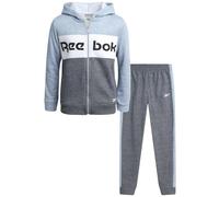 Reebok Boys' Active Sweatsuit - 2-Piece Performance Fleece Zip Hoodie Sweatshirt and Jogger Sweatpants - Activewear Set, 8-14, Grey Dark Mottled, 12
