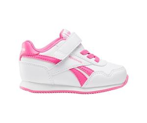 Reebok Boy's Girl's Royal Jog 3.0 Elastic & Top Strap Sneaker, Ftwrwhite Ftwrwhite Truepink, 9 UK Child