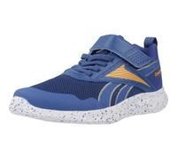 Reebok Boy's Rush Runner 5 Elastic LACE & TOP Strap Sneaker, TWILIGHTBLUE/ELECTRICAMBER/FTWRWHITE, 1.5