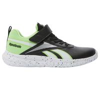 Reebok Boy's Rush Runner SYN Elastic LACE & TOP Strap Sneaker, Black/SOLARLIME/FTWRWHITE, 2.5