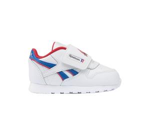 Reebok Boys Unisex Children's Classic Leather Trainers, FTWRWHITE/Vector Blue/Vectorred, 24.5 EU