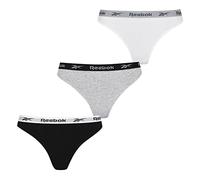 Women’s Reebok Carina Sports Briefs, Multi Pack Low Rise Cotton Workout Underwear - Black/White/Grey Marl, Pack of 3