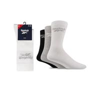 Reebok Core Ribbed Cushioned Crew Socks, 3 Pairs White/Grey/Black 11-12.5
