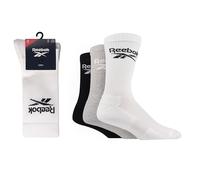 Reebok 'Core' Ribbed Cushioned Socks - Unisex, Mens & Ladies Soft Cotton Regular Crew Calf Length, Arch Support & Seamless Toes 3 Pairs Size Range UK 2.5-12.5 White/Grey/Black 4.5-6