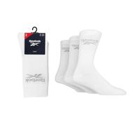 Reebok Core Unisex Crew Socks Soft Cotton 3 Pairs White 11-12.5