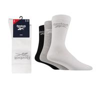 Reebok Core Unisex Crew Socks Soft Cotton 3 Pairs Wht/Gry/Blk 11-12.5