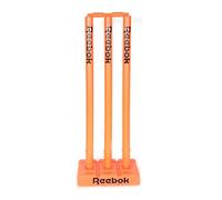 Reebok Cricket Stump Set with Bails - Heavy Base, Premium Carry Cover, Durable Plastic Stumps for Outdoor & Indoor Cricket Practice (Orange)