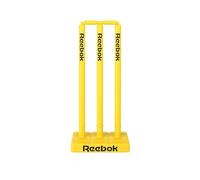 Reebok Cricket Stump Set with Bails - Heavy Base, Premium Carry Cover, Durable Plastic Stumps for Outdoor & Indoor Cricket Practice (Yellow)