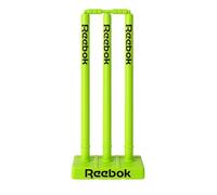 Reebok Cricket Stump Set with Bails - Heavy Base, Premium Carry Cover, Durable Plastic Stumps for Outdoor & Indoor Cricket Practice (Green)