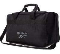 Reebok Carry On Duffel Bag - Classic Compact Sports Gym Bag - Lightweight Overnight Weekender Bag for Travel, Beach, Workout, Black With Grey Logo, One Size