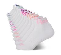 Reebok Girls' 12 Pack Athletic Moisture Control Quarter Cut Socks, Size L/Shoe Size: 4-10, White