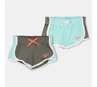 Reebok Girls 2 Pack Bermuda Shorts with Curved Hem in Aruba Blue - Size 5-6Y
