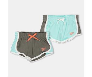 Reebok Girls 2 Pack Bermuda Shorts with Curved Hem in Aruba Blue - Size 5-6Y