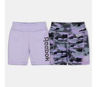 Reebok Girls 2 Pack Camo Slim Fit Bermuda Shorts in Lavender - Purple - Size 4-5Y