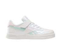 Reebok Girl's Court Advance Elastic LACE & TOP Strap Sneaker, FTWRWHITE/GLITCHAQUA/FROSTEDBERRY, 27.5