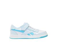Reebok Girl's Court Advance Elastic LACE & TOP Strap Sneaker, White/GLASSBLUE/DIGITALBLUE, 31.5