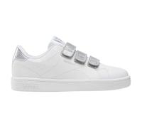 Reebok Girl's Court Clean Hook & Loop Straps Sneaker, White/White/Silver, 31