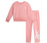 Reebok Girls' Leggings Set of 2 Performance Fleece Hoodie Sweatshirt and Leggings Active Set for Toddlers Girls 2T-6X, Peach, 3 Years