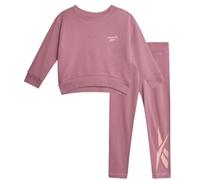 Reebok Girls' Leggings Set of 2 Performance Fleece Hoodie Sweatshirt and Leggings Active Set for Toddlers Girls 2T-6X, Mauve 2, 6