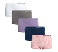 Reebok Girls' Underwear - Seamless Boyshort Panties (5 Pack), Navy/Marble Pink/Sharkskin/White/Violet, Small