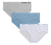 Reebok Girls? Underwear - Seamless Hipster Briefs (3 Pack), Size Small, Print/Denim/Grey