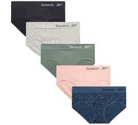 Reebok Hipster for Women - 5 Pack Seamless Moisture Wicking Nylon Spandex Womens Underwear- Breathable Stretch Performance Panties, X-Large, Blue/Blackened Pearl/Lotus/Lily Pad/Natural