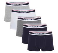 Reebok Jay Boxers for Men | Pack of 5 Mens Trunks, Breathable & Stretchable Underwear for Men | Multipack Cotton Blend Boxer Shorts, Navy/Dark Grey Marl/White/Grey Marl, S