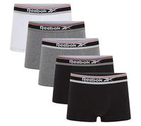 Reebok Jay Boxers for Men | Pack of 5 Mens Trunks, Breathable & Stretchable Underwear for Men | Multipack Cotton Blend Boxer Shorts, Black/Charcoal Marl/White, S