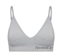 Reebok Justine Women's Crop Top | Bras for Women Made with Stretch Cotton | Cropped Low-Impact Sports Bras Women with Removable Pad in 3 Colours, Grey Marl, L