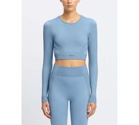 Reebok Lab Long-Sleeve Seamless Fitted Crop Top Mid Blue