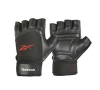 (Black, XL) Reebok Leather Weight Lifting Gloves Training Gym Workout