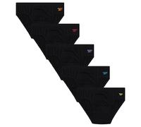 Reebok Low Rise Mens Briefs - 5 Pack Soft Cotton Underwear with Supportive Contour Pouch - Supportive Fit for Everyday Wear, All Black, L