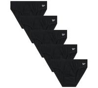 Reebok Low Rise Mens Briefs - 5 Pack Soft Cotton Underwear with Supportive Contour Pouch - Supportive Fit for Everyday Wear, Black/Black/Black/Black/Black, S