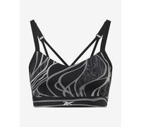 Reebok Lux Strappy Nature Grown Print Bra Black Grey - XXS