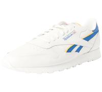 Reebok Men Classic Leather Sneaker, Chalk/Vector Blue/Collegiate Gold, 6