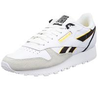 Reebok Men Classic Leather Sneaker, FTWR White/Black/Always Yellow, 17