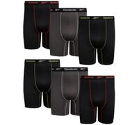Reebok Men’s Underwear - Big and Tall Performance Boxer Briefs (6 Pack)(2XL - 4XL), Black/Black/Grey, XXXXL