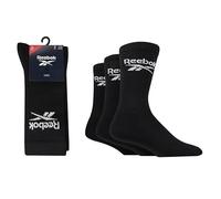 Reebok Mens 3 Pack Crew Socks Black 6.5-8