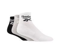 Reebok Mens 3 Pair Ankle Sports Socks White/grey/black 6.5-8