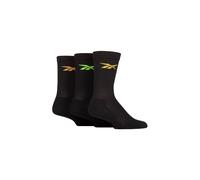 Reebok Mens & 3 Pair Essentials Cotton Crew Socks with Arch Support in Black | Size: 8-10 Reebok Black 8-10