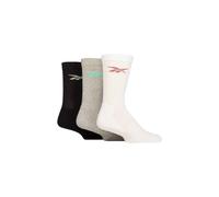 Reebok Mens & 3 Pair Essentials Cotton Crew Socks with Arch Support | Size: 8-10 Reebok Multicolor 8-10