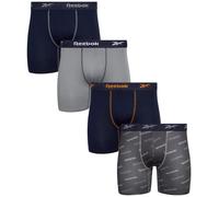 Reebok Men's Active Underwear - Sport Soft Performance Boxer Briefs (4 Pack), Size X-Large, Navy/Grey/Print