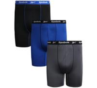 Reebok Men’s Boxer Briefs - 3 Pack Long Leg Soft Performance Boxer for Men - Big and Tall Men Underwear Pack (2XL - 4XL), Surf the Web/Black/Blackened Pearl, 3XL