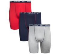 Reebok Men's Underwear - Big and Tall Long Leg Performance Boxer Briefs (3 Pack)(2XL - 4XL), Red/Blue/Light Grey, 3XL