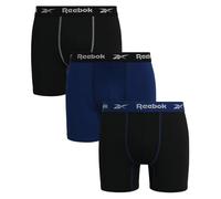 Reebok Mens Boxer Briefs - 3 Pack Stretch Moisture Wicking Mens Underwear with Contour Pouch Boxers for Men (Sizes: S-XL), Black/Black/Blue Depths, M