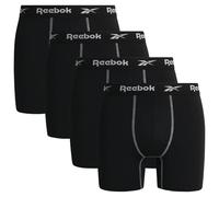 Reebok Men's Boxer Briefs - 4 Pack 6'' Inseam Stretch Performance Underwear Quick Dry Moisture Wicking Boxers, All Black, M
