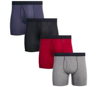 Reebok Men's Boxer Briefs - 4 Pack Soft Performance Boxers for Men with Fly Pouch - Quick Dry Active Mens Underwear Pack S-XL, Size Small, Black/Red/Grey/Charcoal